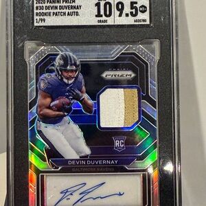 2020 Prizm Rookie Patch Auto Devin Duvernay Ravens 30 Graded 1/99